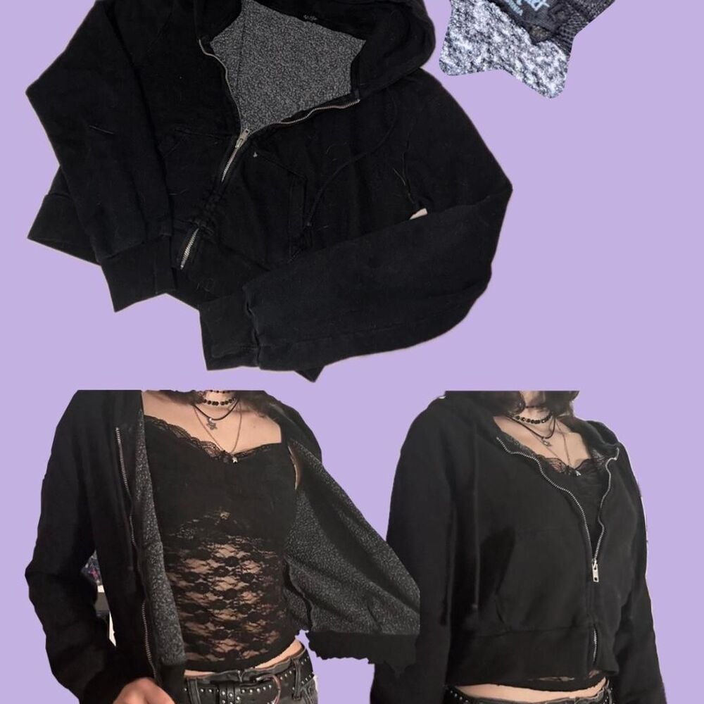 Brandy Melville Cropped Zip-Up Hoodie